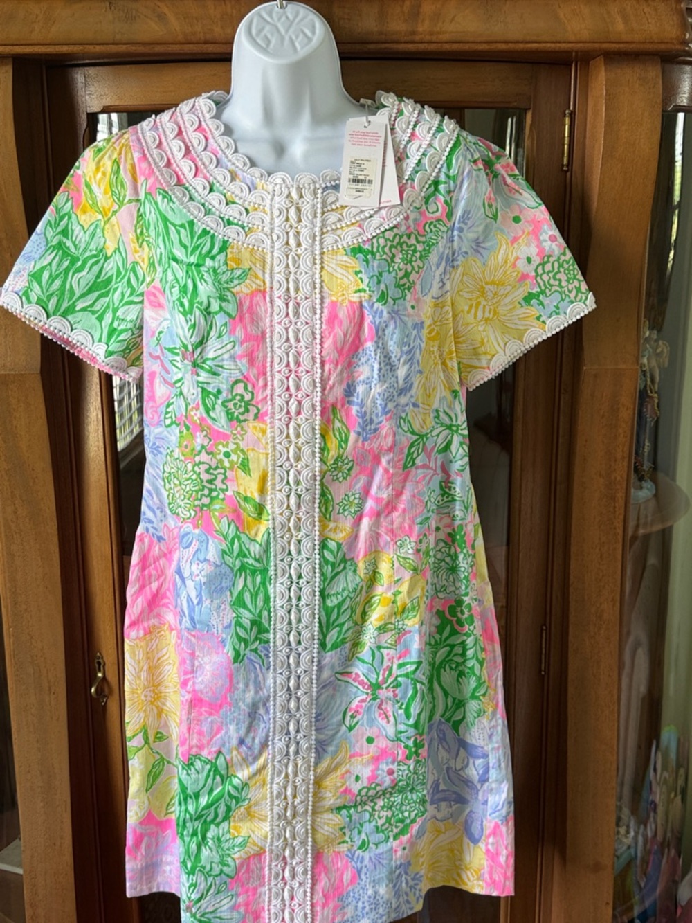 Lilly Pulitzer Multicolor Floral Short-Sleeve Dress - Pink, Green, Yellow, Blue